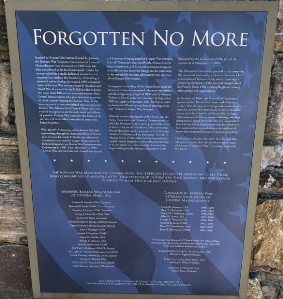 FORGOTTEN NO MORE WAR MEMORIAL PLAQUE