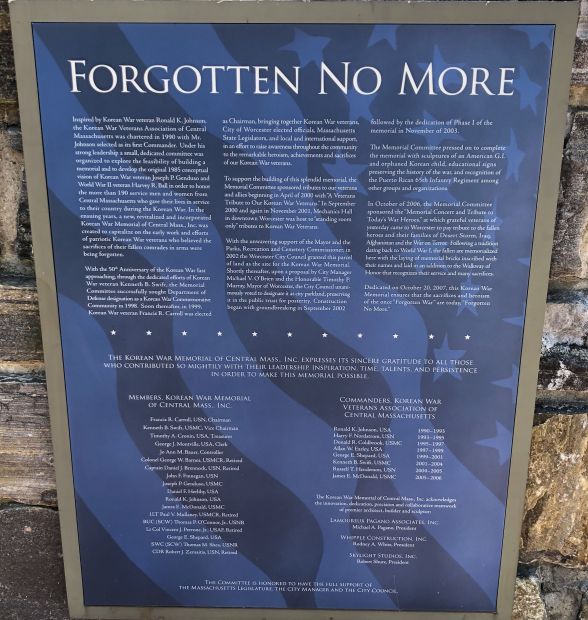 FORGOTTEN NO MORE WAR MEMORIAL PLAQUE