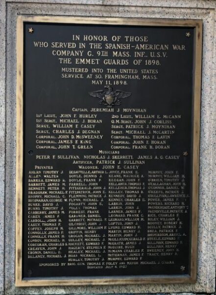 COMPANY G, 9TH MASS. INF. U.S.V. WAR MEMORIAL PLAQUE