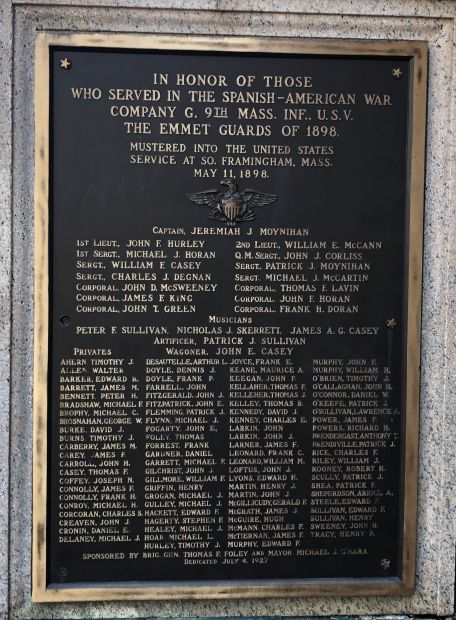 COMPANY G, 9TH MASS. INF. U.S.V. WAR MEMORIAL PLAQUE