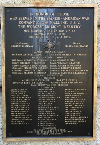 COMPANY C, 2ND MASS. INF. U.S.V. WAR MEMORIAL PLAQUE