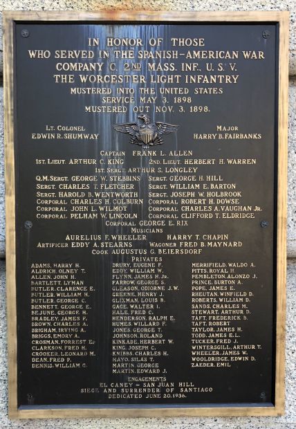 COMPANY C, 2ND MASS. INF. U.S.V. WAR MEMORIAL PLAQUE