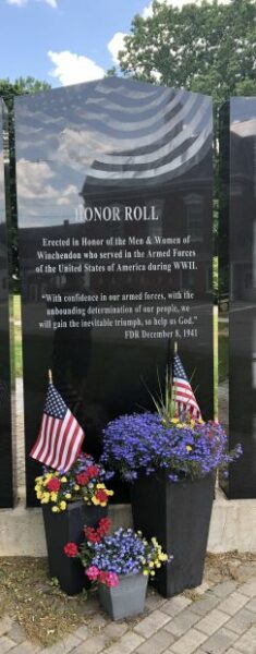 WINCHENDON WORLD WAR II MEMORIAL DEDICATION STONE
