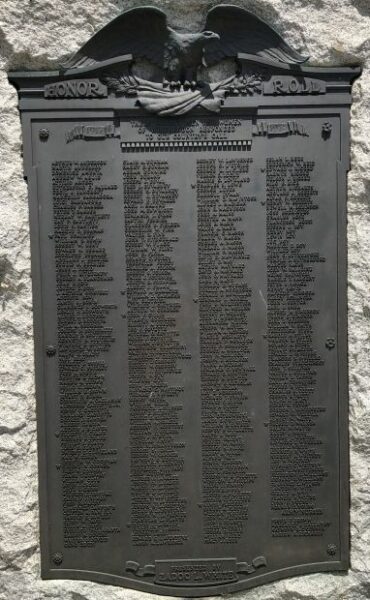 WINCHENDON WORLD WAR I MEMORIAL PLAQUE