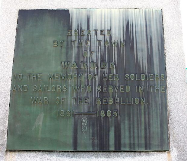 TOWN OF WARREN WAR OF THE REBELLION MEMORIAL PLAQUE A
