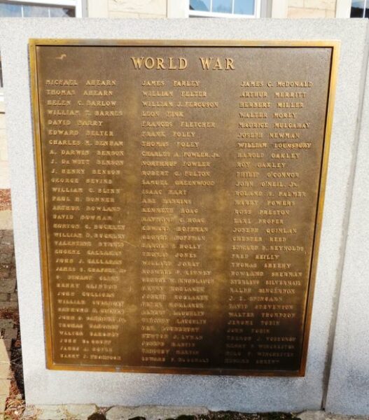 TOWN OF AMENIA WAR VETERANS MEMORIAL PLAQUE C
