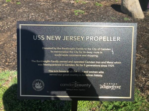 USS NEW JERSEY PROPELLER MEMORIAL PLAQUE