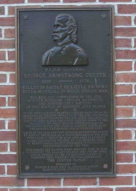 MAJOR GENERAL GEORGE ARMSTRONG CUSTER MEMORIAL PLAQUE