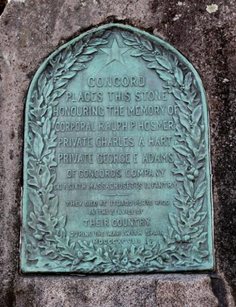 CONCORD WAR WITH SPAIN MEMORIAL PLAQUE