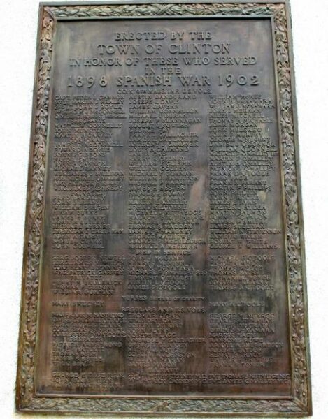 TOWN OF CLINTON SPANISH WAR MEMORIAL PLAQUE A