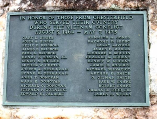 CHESTERFIELD VIETNAM CONFLICT MEMORIAL PLAQUE