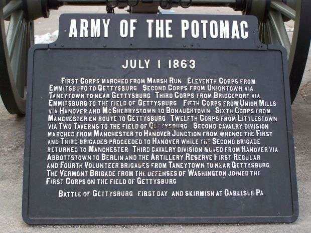 ARMY OF THE POTOMAC WAR MEMORIAL MARKER III
