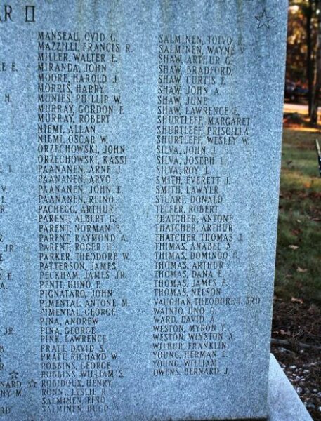 CARVER WORLD WARS MEMORIAL STONE D