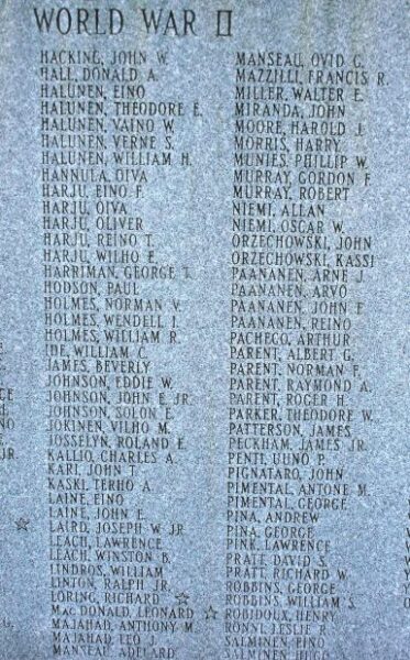 CARVER WORLD WARS MEMORIAL STONE C