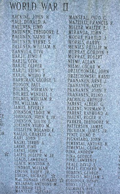 CARVER WORLD WARS MEMORIAL STONE C