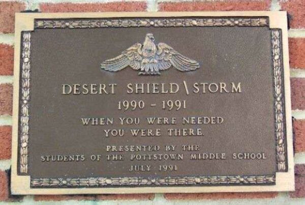 POTTSTOWN DESERT SHIELD/STORM MEMORIAL PLAQUE