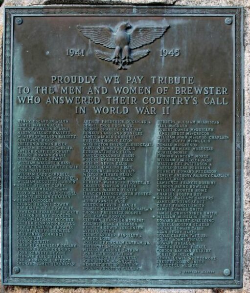 BREWSTER WORLD WAR II VETERANS MEMORIAL PLAQUE