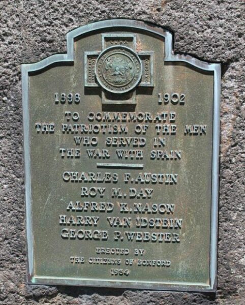 BOXFORD SPANISH-AMERICAN WAR MEMORIAL PLAQUE