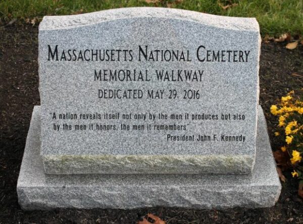 MASSACHUSETTS NATIONAL CEMETERY MEMORIAL WALKWAY DEDICATION STONE