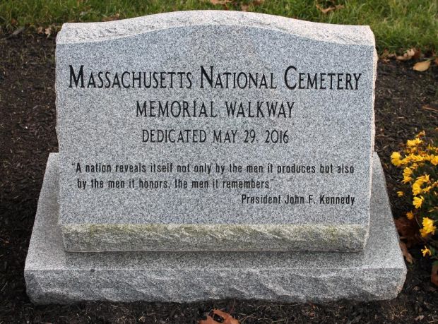 MASSACHUSETTS NATIONAL CEMETERY MEMORIAL WALKWAY DEDICATION STONE