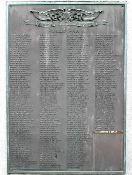 BELCHERTOWN WORLD WAR II MEMORIAL PLAQUE