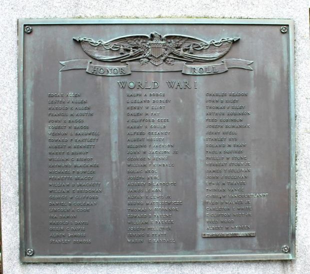 BELCHERTOWN WORLD WAR I MEMORIAL PLAQUE