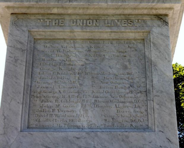 BARRE CIVIL WAR MEMORIAL THE UNION LIVES STONE