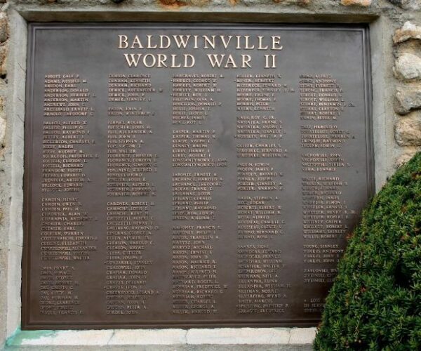 BALDWINVILLE WORLD WAR II MEMORIAL PLAQUE