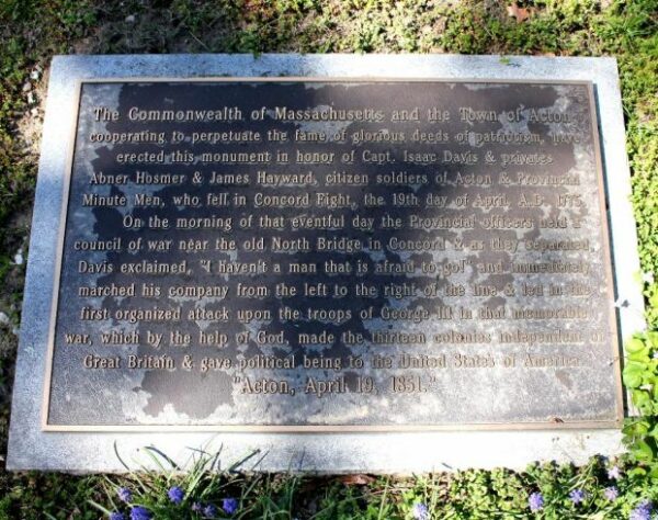 ACTON MINUTEMEN WAR MEMORIAL DEDICATION PLAQUE