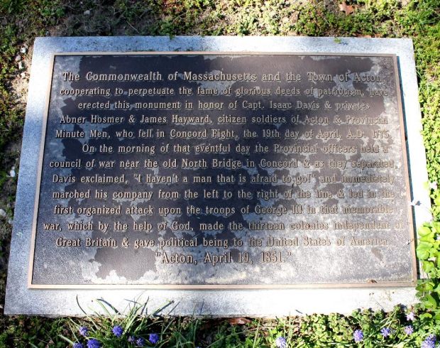 ACTON MINUTEMEN WAR MEMORIAL DEDICATION PLAQUE