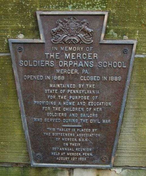 THE MERCER SOLDIERS ORPHANS SCHOOL MEMORIAL PLAQUE
