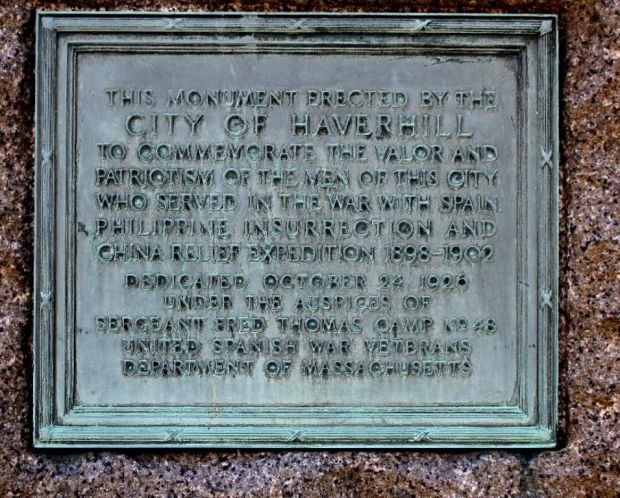 CITY OF HAVERHILL WAR WITH SPAIN MEMORIAL PLAQUE A