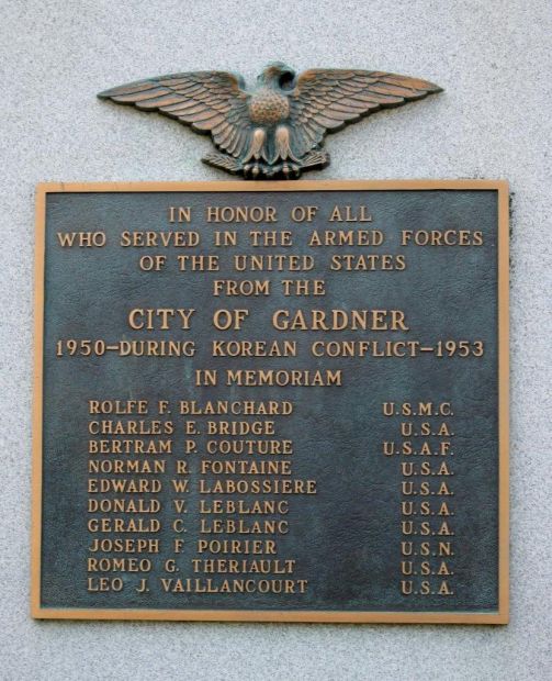 CITY OF GARDNER KOREAN WAR MEMORIAL PLAQUE