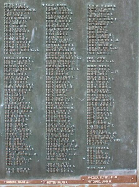 FOXBOROUGH WORLD WAR II ROLL OF HONOR MEMORIAL PLAQUE C