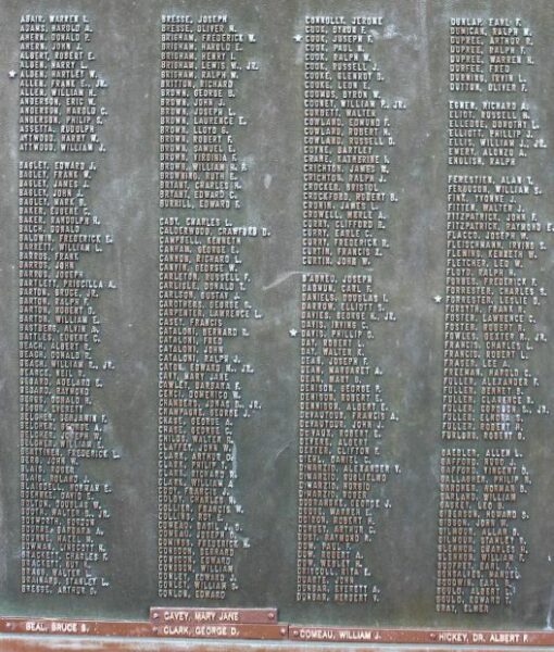 FOXBOROUGH WORLD WAR II ROLL OF HONOR MEMORIAL PLAQUE A