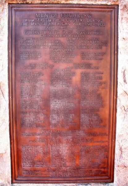 FITCHBURG SPANISH AMERICAN WAR MEMORIAL PLAQUE D