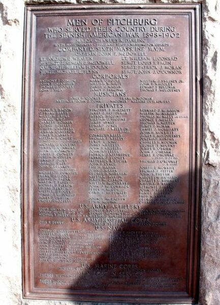 FITCHBURG SPANISH AMERICAN WAR MEMORIAL PLAQUE C