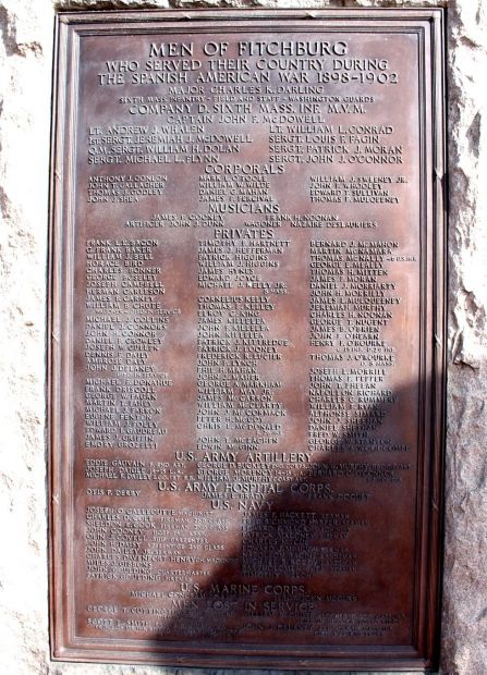 FITCHBURG SPANISH AMERICAN WAR MEMORIAL PLAQUE C