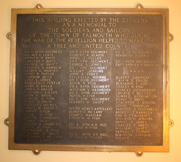 FALMOUTH WAR OF THE REBELLION MEMORIAL PLAQUE