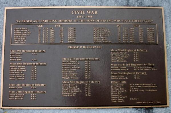 ERVING CIVIL WAR MEMORIAL PLAQUE
