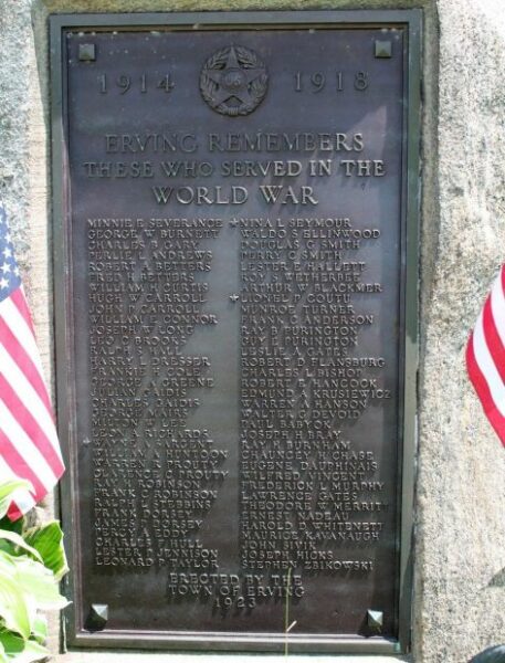 ERVING REMEMBERS WORLD WAR VETERANS MEMORIAL PLAQUE