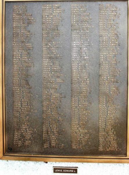 TOWN OF DUDLEY WORLD WAR II HONOR ROLL MEMORIAL PANEL A