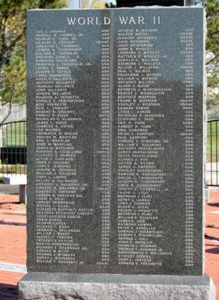 DRACUT WORLD WAR II VETERANS MEMORIAL SLAB B