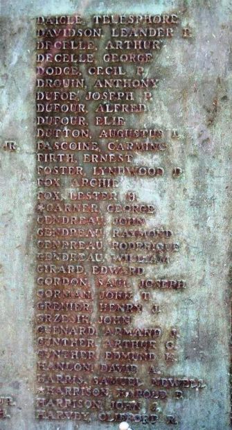 DRACUT REMEMBERS WORLD WAR MEMORIAL PANEL B