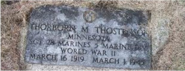 THORBORN M THOSTENSON WAR MEMORIAL CEMETERY STONE