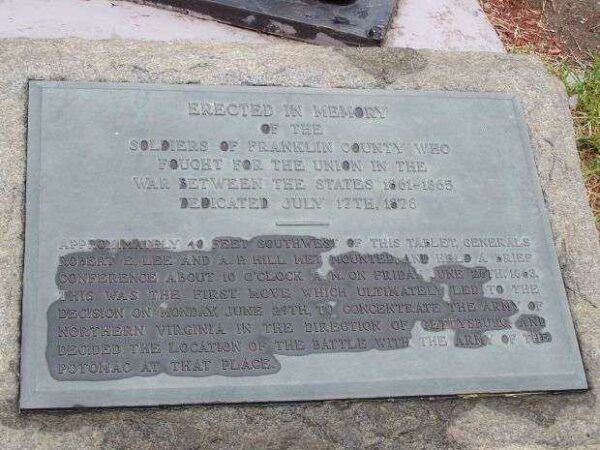 FRANKLIN COUNTY SOLDIER MEMORIAL PLAQUE