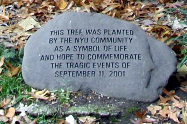 NYU SEPTEMBER 11TH MEMORIAL TREE STONE