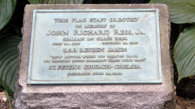 JOHN RICHARD RESS, JR. WAR MEMORIAL FLAG STAFF PLAQUE