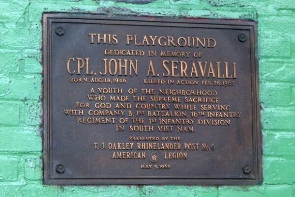 CORPORAL JOHN A. SERAVALLI PLAYGROUND MEMORIAL PLAQUE B
