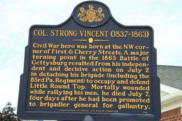 COL. STRONG VINCENT WAR MEMORIAL MARKER